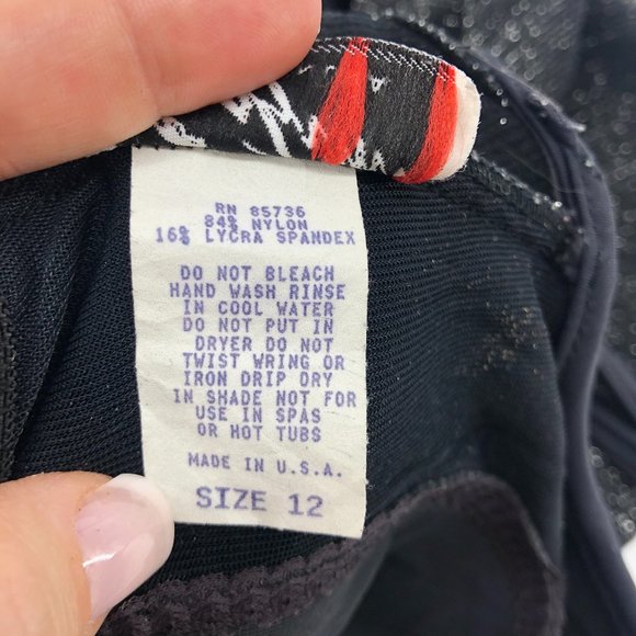 Vintage Cazimi Black Open Back Swim One piece 12 - Picture 2 of 6